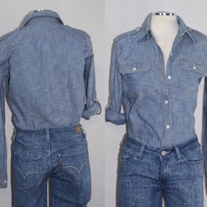 Lauren Ralph Lauren Denim Cotton Jean Blouse